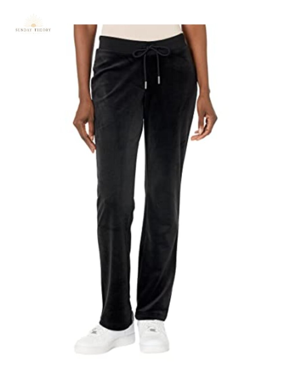 Womens Velour Track Pants with Drawcord Low Rise Bootcut